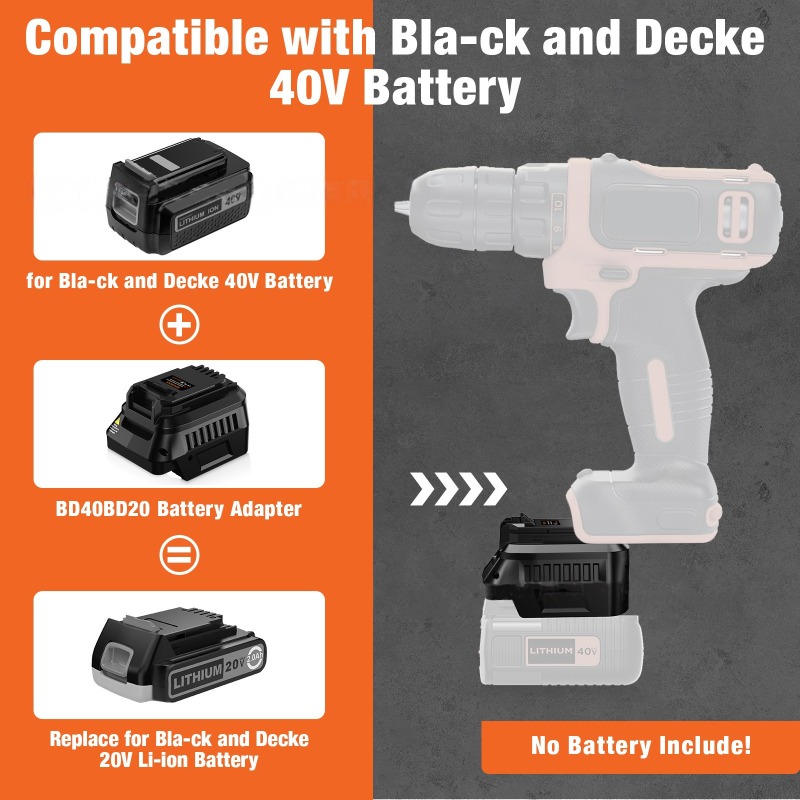 Black+Decker Tool Cordless - HAKSINKY أداة محول البطارية BD40BD20 لبلاك