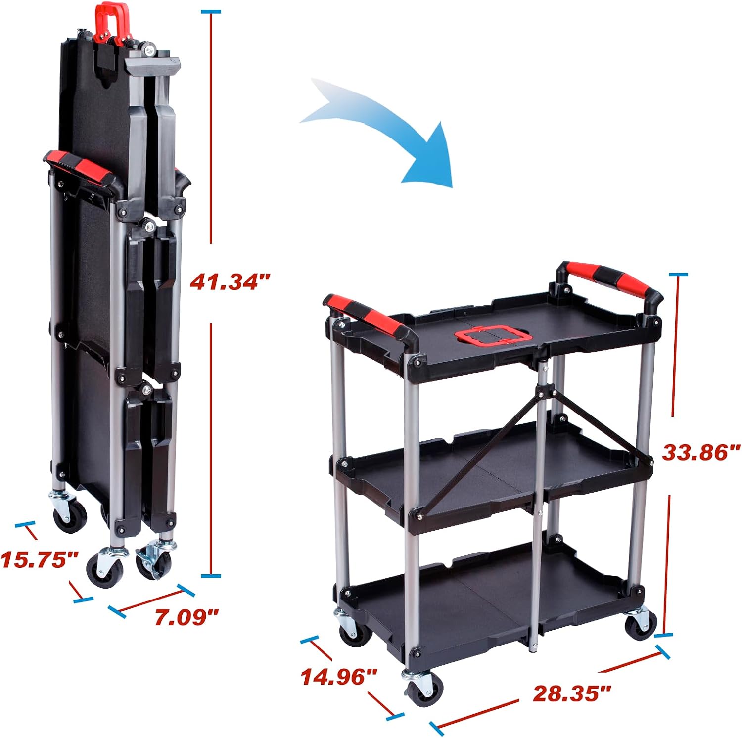 عربة خدمة قابلة للطي بثلاثة أر - مراجعة Tools Trolley For Workshop وسعره